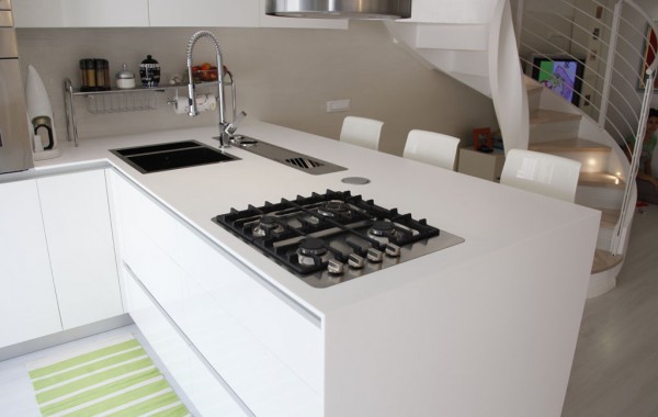 Cucina penisola bianco lucido